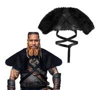 Châle médiéval rétro en fausse fourrure pour homme avec sangle en cuir pour déguisement barbare nordique pour cosplay, écharpe, cape courte, cape pour Halloween