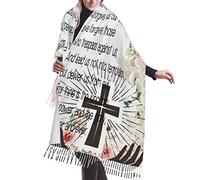 Châle pashmina à franges - Prière chrétienne - Verse de la Bible du dimanche - Œuvre d'art - Fleur - Grand pashminas doux - Mariage