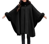 Chale Polaire Femme Hiver Chaud Laine Ample Manteau Châle Maison Vintage Hommes Poncho Ourlet Irrégulier Pullover Cape Homme Hip Hop Vêtements de Maison Confortables Streetwear (M, Noir)