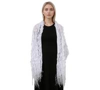 Châle tendance en dentelle à franges pour les vacances fin transparent pour les fêtes, protection solaire, robe de fête, châle de mariage, blanc, Taille unique