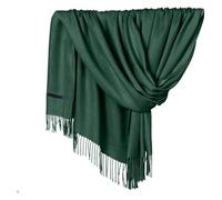 Châle Tibet pour femme Idée cadeau Écharpe en soie Pashmina Écharpe douce unie unie Châle Wrap Mode Chaud Col avec franges Coffret cadeau pour femme, Vert, taille unique