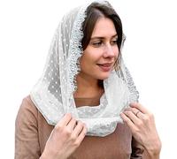 Châle vintage Mantilla en dentelle pour mariage musulmans orthodoxes orientaux, blanc, Taille unique
