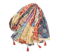 Châles de style gitan - Écharpe légère en coton avec bords à franges | Imprimé floral vintage, tissu doux et respirant, style bandeau polyvalent pour l'été, l'automne, les sorties décontractées, les