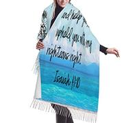 Châles doux à franges avec inscription « Do Not Fear I Am With You » Isaiah 4110 Verse de la Bible 10 versets de la Bible Océan Robe de mariage Capes de mariage