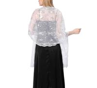 Châles et enveloppements à sequins étoiles et lunes Ladiery pour robes de soirée, châles transparents en maille pour femmes pour soirée de mariage, blanc, 190*60 CM/75*24 INCH