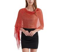 Châles Et étoles en Pashmina Métallisées élégantes pour Femmes, Idéales pour Les Robes De Soirée, Capes-écharpes Douces Et Transparentes, Parfaites pour Red One Size