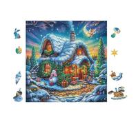 Chalet at Night 100 Pieces Casse-tête pour Ado en Voitureton Épais Rigide Facile Débutant Jeu De Société Soirée Entre Amis Cadeau Anniversaire Premium 28x28cm