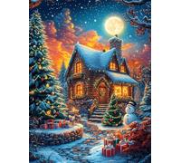 Chalet au Clair de Lune 300 Pièces Puzzle Expert Confirmé en Carton Rigide Haute Densité Contes de fées Animaux Sauvages fantastiques Très Difficile Motif Complexe Décoration Murale Cadeau Premium 3
