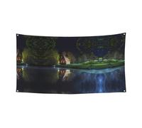 Chalet by the lake Bannière décorative à motifs - Parfaite pour les réunions de famille, les cérémonies de remise de diplôme, la décoration murale de photo - 90 x 180 cm