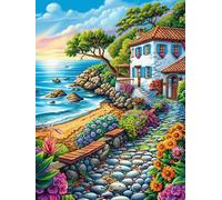 Chalet côtier avec Un Chemin de Pierre 500 Pieces Casse-tête Adolescent en Carton Épais Animaux et Plantes Difficulté Moyenne Activité Éducative Cadeau Saint Valentin Pas Cher Anniversaire 500 PCS