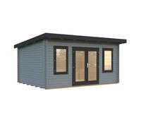 Chalet de jardin Lisa en bois peint gris - PALMAKO -Ep.44 mm - 470x350 cm - 19,2 m²