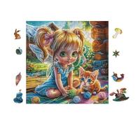 Chalet de la Fille avec Chat 100 Pièces Puzzle Adolescent en Carton sans Déformation Difficulté Moyenne Activité Éducative Cadeau Noël Pas Cher Petit Prix 28x28cm
