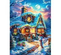 Chalet de Noël dans la forêt enneigée 1000 Pieces Casse-tête Amateur D'Art En Carton Haute Qualité Conte de fées d'accompagnement magique Difficile Niveau Expert Décoration Murale Cadeau Fête Des Mère