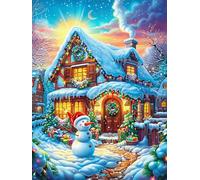 Chalet de Noël dans la forêt magique 300 Pieces Casse-tête Adulte En Carton Haute Qualité Scène de conte de fées dessin animé Difficulté Moyenne Motif Complexe Activité Familiale Idée Cadeau Saint Val