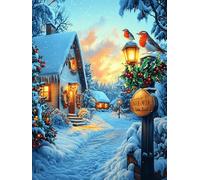 Chalet de Noël dans une forêt enneigée 1000 Pièces Puzzle Expert Confirmé En Carton Sans Déformation Faune sauvage et animaux de compagnie Très Difficile Décoration Murale Collection Cadeau Fête Des P