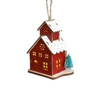 Chalet de Noël en bois brillant et chaleureux - Maisons de Noël miniatures avec lumière LED - Décoration saisonnière de bureau