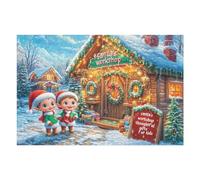 Chalet de Noël enneigé Tree 1000 Pieces Casse-tête Personne Âgée en Carton Épais Haute Densité Facile Débutant Thérapie Occupationnelle Anti-Stress Petit Prix 1000 PCS