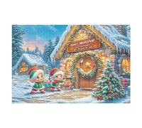 Chalet de Noël enneigé Tree 1000 Pièces Puzzle Adulte en Carton Rigide Haute Qualité Difficile Niveau Expert Anti-Stress Jeu De Société Idée Cadeau Anniversaire Premium 1000 PCS