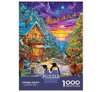 Chalet de Noël Puzzle 1000 Pièces, Difficile Puzzles pour Adults Enfant, Jeu De Défi Intellectuel 52x38cm/1000pcs