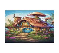 Chalet de Village de Montagne Puzzles Adulte - Puzzle en Bois 1000 Pièces - Challenge - Adultes Et Enfants Dès 12 Ans （75×50cm）