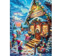 Chalet douillet avec des lutins dans un village magique 300 Pièces Puzzle Personne Âgée En Carton Rigide Rêve magique de science-fiction Facile Débutant Anti-Stress Stimulation Cognitive Loisir Créati