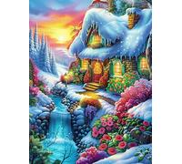Chalet douillet dans un paysage merveilleux d'hiver 500 Pièces Puzzle Adolescent En Carton Sans Déformation Scène de conte de fées dessin animé Difficulté Moyenne Activité Éducative Cadeau Noël Pas Ch