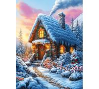Chalet Douillet dans Une forêt enneigée 300 Pieces Casse-tête Débutant en Carton Haute Qualité Faune Sauvage et Animaux de Compagnie Facile Apprentissage Loisir Créatif Décoration Murale Cadeau Saint