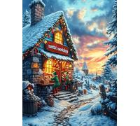Chalet douillet dans une vallée enneigée 300 Pièces Puzzle Pour Ado En Carton Épais Haute Densité Faune sauvage et animaux de compagnie Facile Débutant Jeu De Société Idée Cadeau Anniversaire Petit Pr