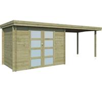 Chalet en Bois 4,83 m² Oregon Chalet avec Extension 5,22 m² (traité Autoclave Classe 3)