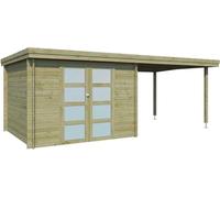 Chalet en Bois 7,26 m² Oregon Chalet avec Extension 7,91 m² (traité Autoclave Classe 3)