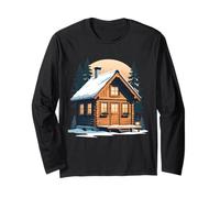 Chalet en Bois dans la Forêt Enneigée - Illustration Hiverna Manche Longue