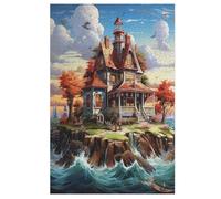 Chalet en Bord de mer 1000 Pièces Puzzle en Bois pour Adultes Enfants, Puzzles Impossible, Jeu D'adresse pour Toute La Famille, 78×53cm