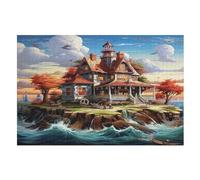 Chalet en Bord de mer Puzzle en Bois Enfant 1000 Pièces - Jeu Educhatif Motricité Fine Et Concentration - Puzzles pour Adultes (75×50cm)