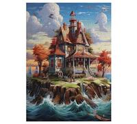 Chalet en Bord de mer Puzzles Adulte - Puzzle en Bois 300 Pièces - Challenge - Adultes Et Enfants Dès 12 Ans 42×30cm