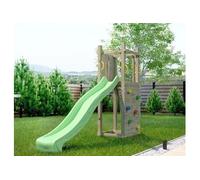 Aire de jeux en bois Zébulon - Chalet-Jardin - avec mur d'escalade et toboggan