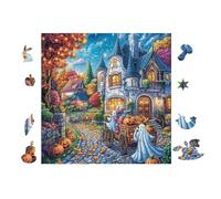 Chalet hanté d'halloween 100 Pièces Puzzle Personne Âgée en Carton Épais sans Déformation Facile Débutant Anti-Stress Thérapie Occupationnelle Petit Prix 28x28cm