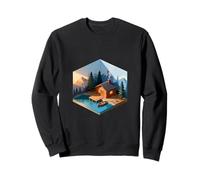Chalet Isométrique Montagne Lac Forêt Confortable Sweatshirt