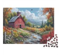 Chalet lac Casse-tête 1000 Pièces en Carton De Qualité Supérieure, Puzzle Difficile La Grange rougepuzzle De Détente pour Un Office Break Puzzle, Cadeau Original Adulte 70x50cm/1000pcs