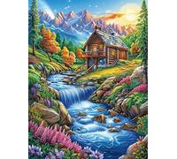Chalet ruisseau 1000 Pieces Casse-tête Adolescent en Carton Rigide Anti-Déchirure Animaux de Paysage Naturel Difficulté Moyenne Activité Éducative Passe-Temps Cadeau Anniversaire 1000 PCS