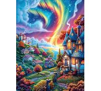 Chalet sous Un Ciel de nébuleuse Arc-en-Ciel Puzzles 300 Pièces pour Adultes Educa Challenge Créatif Activité De Soirée Décoration Intérieure Assemblage Amusant 300 PCS