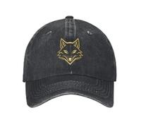Chaleur d’Hiver, Howl at The Moon Wolf Casquette de Baseball Unisexe Style Vieilli Denim délavé Couvre-Chef Majestic Wolf Wild Side Workouts Chapeaux Casquette