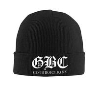 Chaleur hivernale, GBC Mots Gothiques sur Fond Noir Hommes Femmes Unisex Chapeau tricoté Tuche Pull Bonnet Hiver Chaud Chaleureux Noël Cycle Extérieur