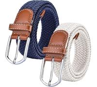 Chalier 2x Ceintures Femme Homme Elastiques Belt Tressées Extensible pour Jeans Robe Pantalons avec Boucle