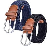 Chalier 2x Ceintures Femme Homme Elastiques Belt Tressées Extensible pour Jeans Robe Pantalons avec Boucle