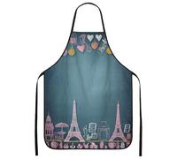 Chalk Art Tabliers pour la cuisine, noir vintage motif tour de Paris, tablier de cuisine lavable, style parisien, pour griller, B, noir, 24x31 Inch