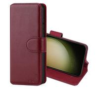 CHALK & HIDE - Étui Portefeuille en Cuir Véritable Coque pour Samsung Galaxy S23 Plus, Housse avec 2 Blocage RFID Fente CB, Fermeture Magnétique et Fonction de Support - Bourgogne