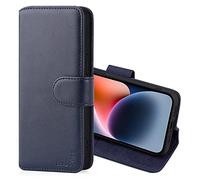 CHALK & HIDE - Étui Portefeuille en Cuir Véritable pour Apple iPhone 14 (6.1"), Housse Concevoir avec Fentes CB et Fermeture Magnétique Coque - Bleu Marine