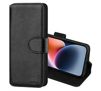 CHALK & HIDE - Étui Portefeuille en Cuir Véritable pour Apple iPhone 14 (6.1"), Housse Concevoir avec Fentes CB et Fermeture Magnétique Coque - Noir