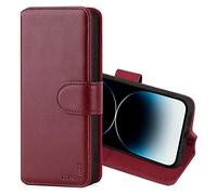 CHALK & HIDE - Étui Portefeuille en Cuir Véritable pour Apple iPhone 14 Pro (6.1"), Housse Concevoir avec Fentes CB et Fermeture Magnétique Coque - Bourgogne