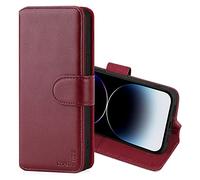 CHALK & HIDE - Étui Portefeuille en Cuir Véritable pour Apple iPhone 14 Pro Max (6.7"), Housse Concevoir avec Fentes CB et Fermeture Magnétique Coque - Bourgogne